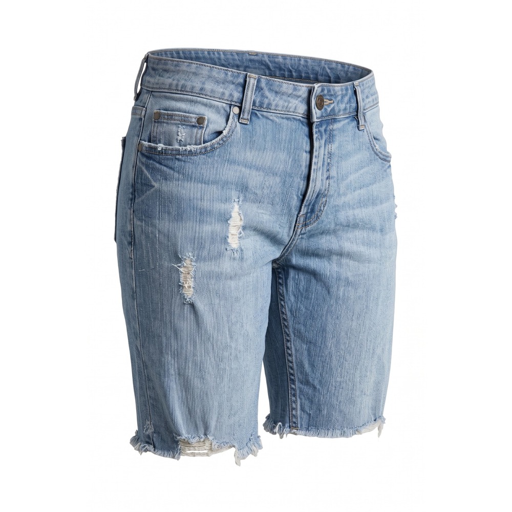 Old Navy Womens Plus Boot-Cut Distressed Denim Shorts Light Wash Blue Size 18